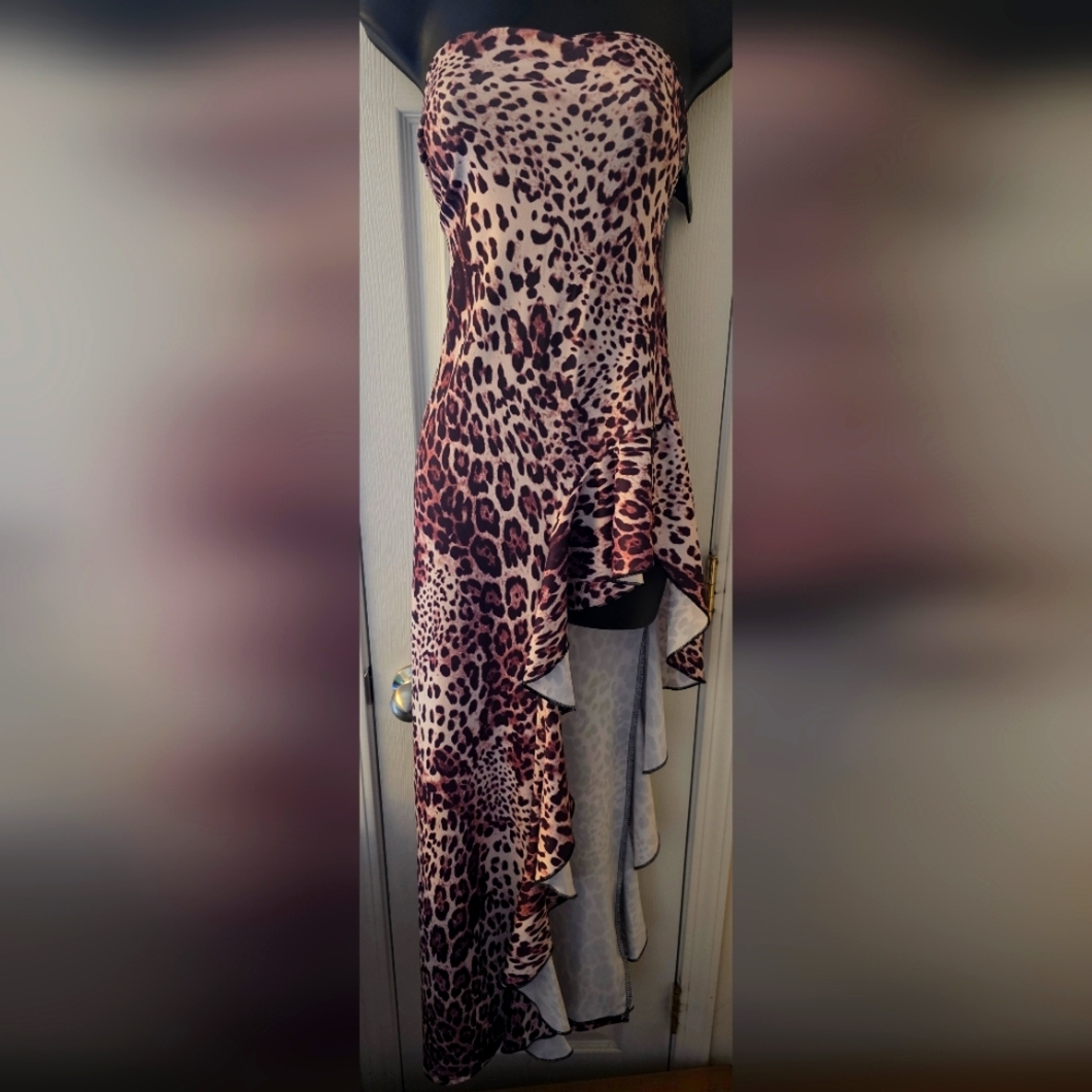 Leopard Print Strapless Dress